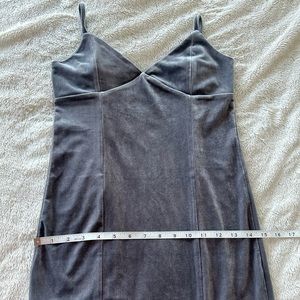 Forever 21 deep V-neck velvet grey dress with spaghetti straps sleeves in US M